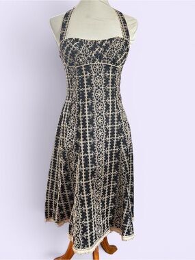 Vintage Nanette Lepore black and cream halter dress